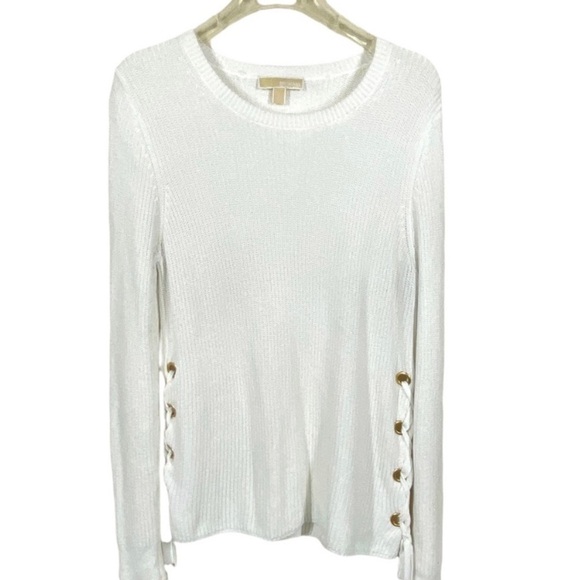 MICHAEL Michael Kors Sweater Knit Bride Sides White Size L - Picture 1 of 6
